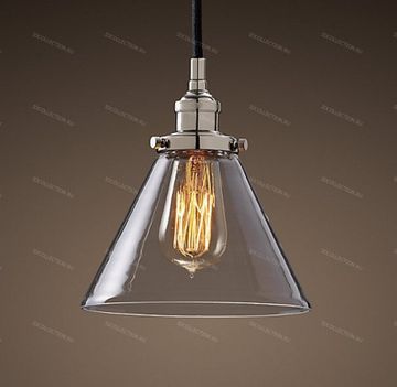 Потолочный светильник 20TH C. FACTORY FILAMENT CLEAR GLASS FUNNEL Restoration Hardware