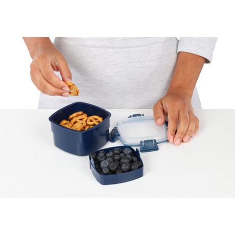 Контейнер двухуровневый 400мл Sistema Renew синий