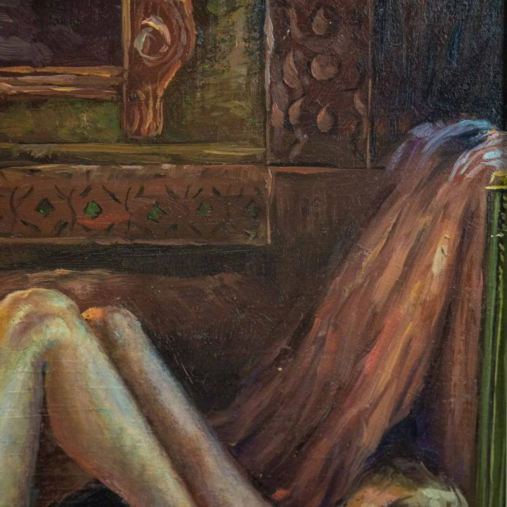Винтаж: Винтажная картина «Девушка с книгой»