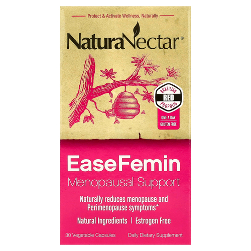 NaturaNectar, EaseFemin, поддержка при менопаузе, 30 растительных капсул