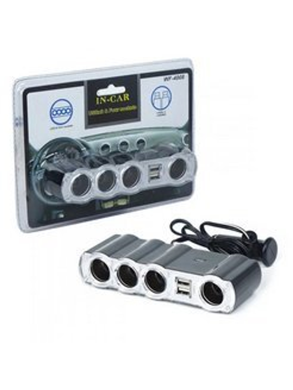Автоприкуриватель WF-4008 на 4 гнезда+2USB