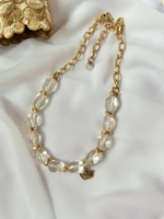 Колье горный хрусталь крупный/золото, Италия