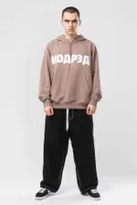Купить Худи Codered  Base Hoodie Wide Summer Лого ТМ Бежевый Темный/Белый принт КОДРЭД Худи Codered  Base Hoodie Wide Summer Лого ТМ Бежевый Темный/Белый принт КОДРЭД
