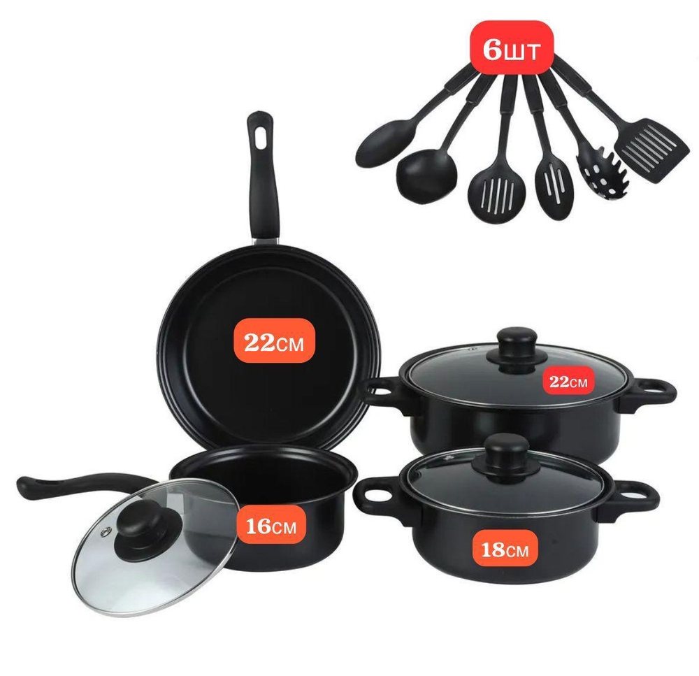 Набор кастрюль и кухонных принадлежностей
