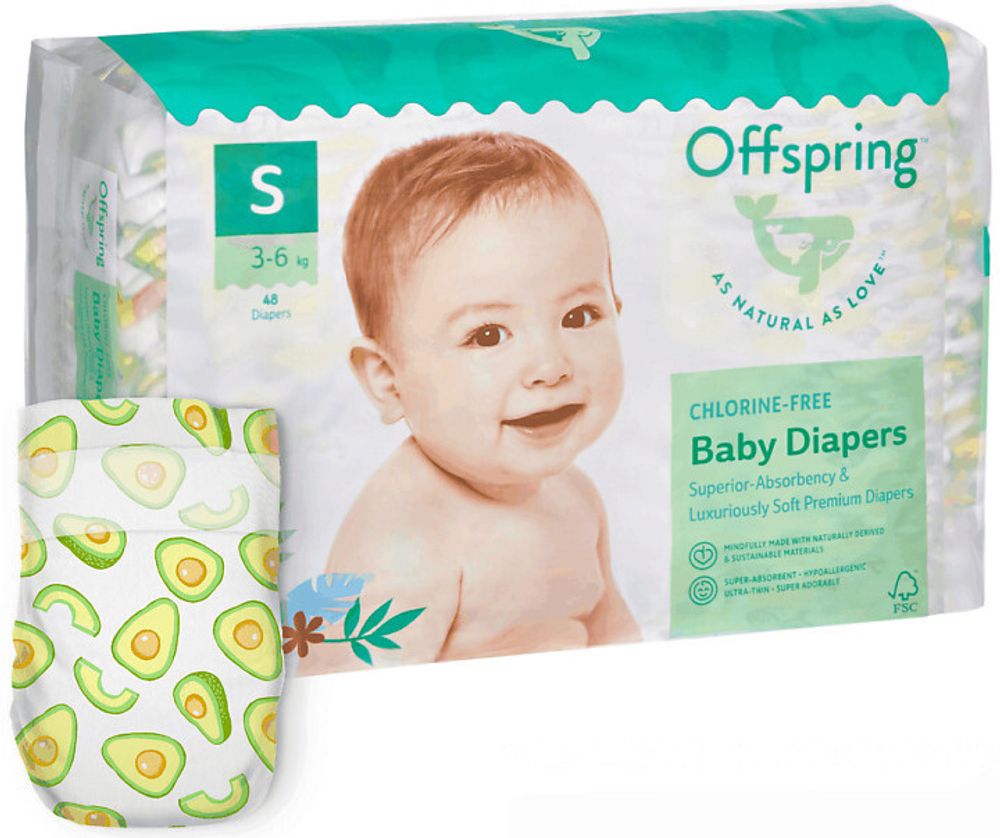 Offspring подгузники s 3-6кг 48шт авокадо