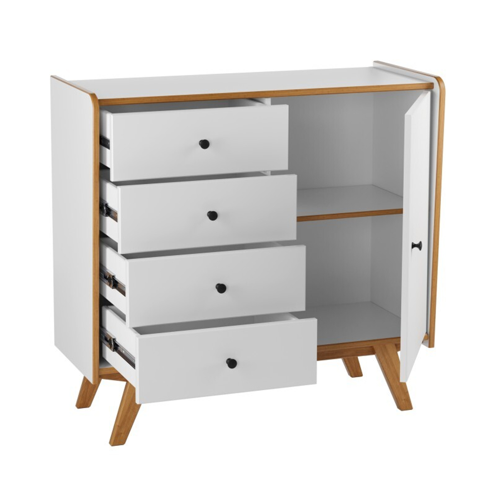 Тумба «Винтаж» 1 дверь 4 ящика белый лак/браун