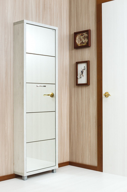 Обувница в прихожую с зеркалом для обуви Люкс 5 бетон пайн