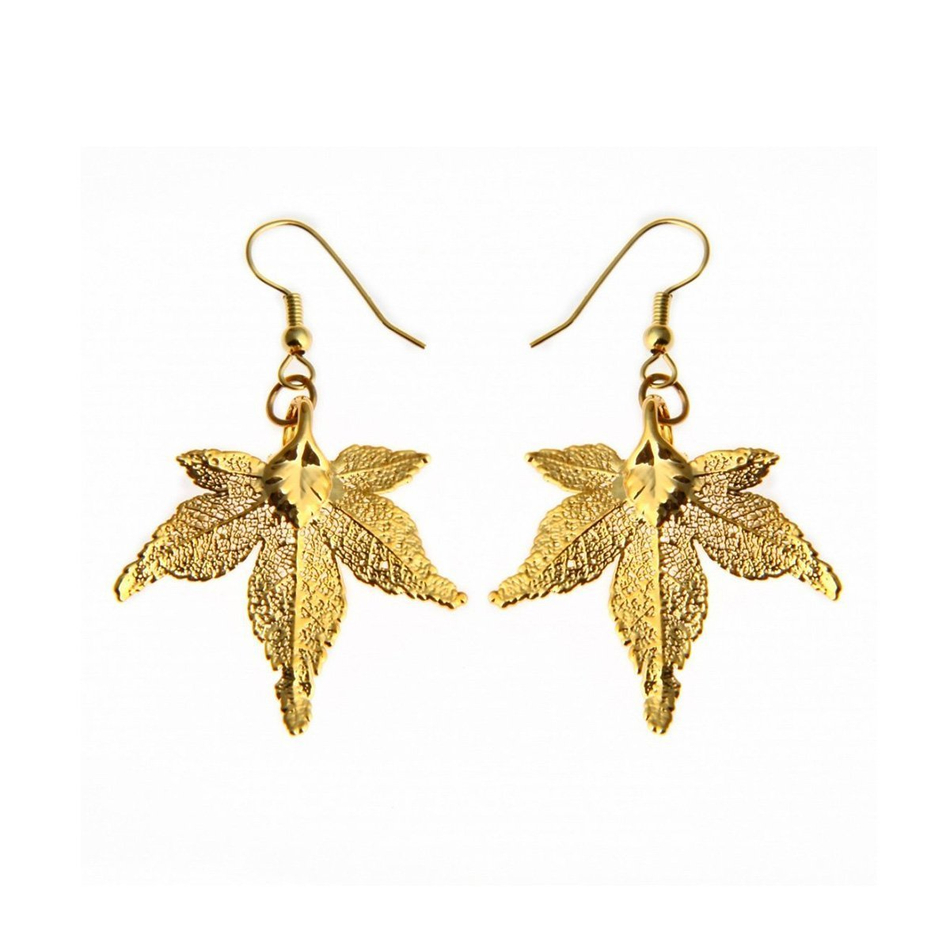 Серьги листья Ester Bijoux Японский Клён LF55C-G BR