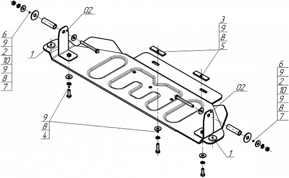 Защита Разд. коробки. 5 мм, Алюминий. для Dodge Ram 1500 2024-н.в., Motodor.32918