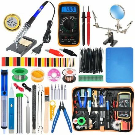 Набор инструментов для ремонта и пайки 35 предметов (паяльник 60Вт, мультиметр, третья рука...)