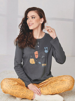 Пижама Night Life: кофта и брюки (Размер: S) (Цвет: серый с жёлтым)