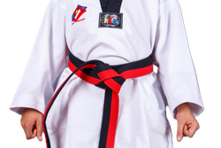 Пояс для тхэквондо ProfSport без вышивки (4 см) красно-черный