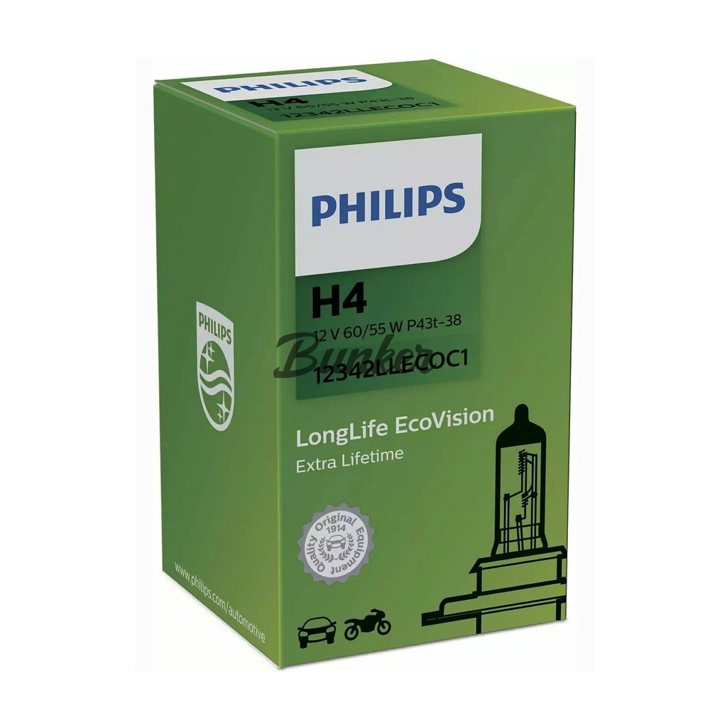 Галагеновая лампа Philips LongLife EcoVision H4,12V