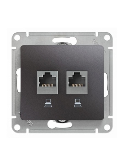 Розетка компьютерная 2-м Glossa RJ45 кат.5E механизм графит SE GSL001385KK
