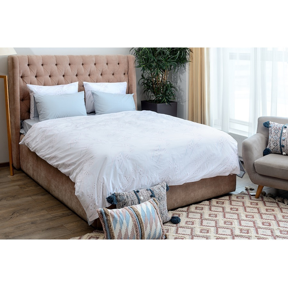 Пододеяльник из перкаля белого цвета с принтом Хвойное утро russian north, 150х200 см