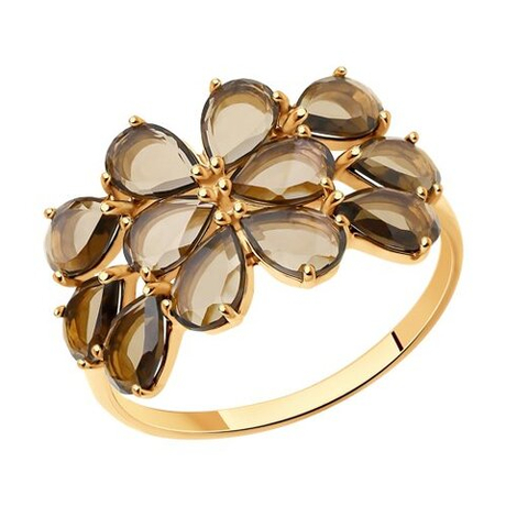 Кольцо из золота с раух-топазами