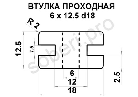 6 х 12,5 втулка проходная уплотнительная изоляционная под провод, цвет чёрный или белый