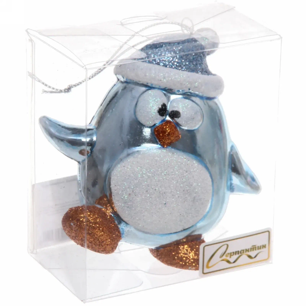 Ёлочная игрушка «Весёлый пингвинёнок» 11*6*11 см, голубой