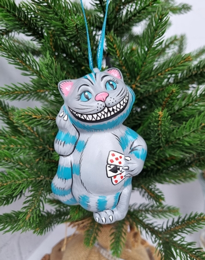 Чеширский кот ёлочная игрушка из фарфора