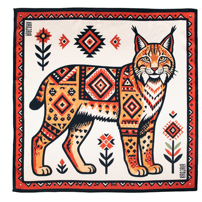 Шейный платок «Карельская рысь», 70×70 см