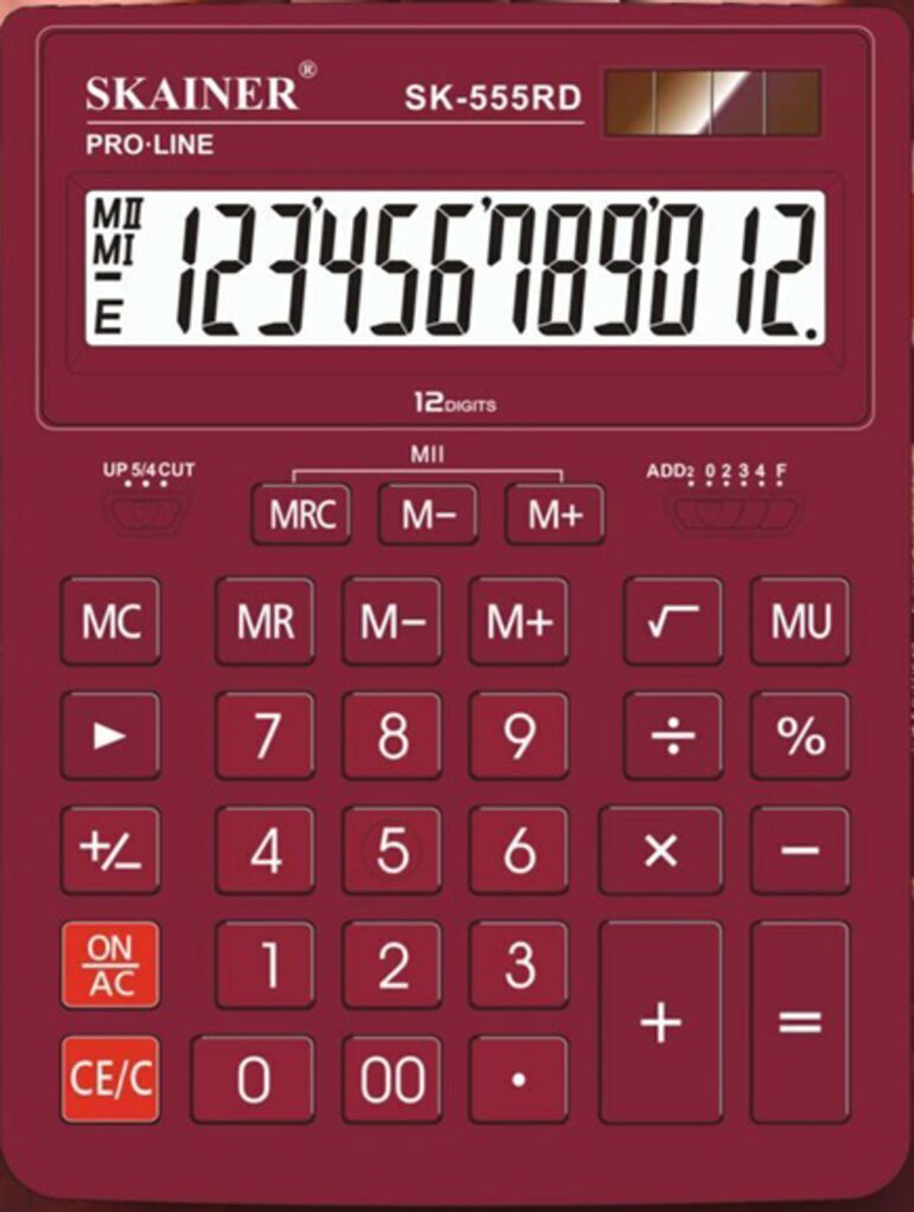 Калькулятор  12 разр. Skainer  настольный, дв. питание, красный SK-555RD  (Casio GR-12)_СПЕЦ.ЦЕНА