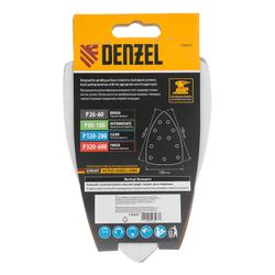 Треугольник абразивный на ворc. подложке под "липучку", перф., P 80, 150х150х100 мм, 5 шт. Denzel