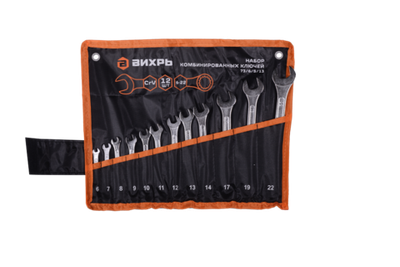 Набор комбинированных ключей Вихрь 12 шт. 6 - 22, в чехле