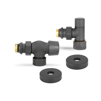 Комплект радиаторных клапанов осевой Varmega VMDV12 черный - 3/4" x 1/2" (НР/НР-американка, PN10, Tmax 110°C, O-ring)