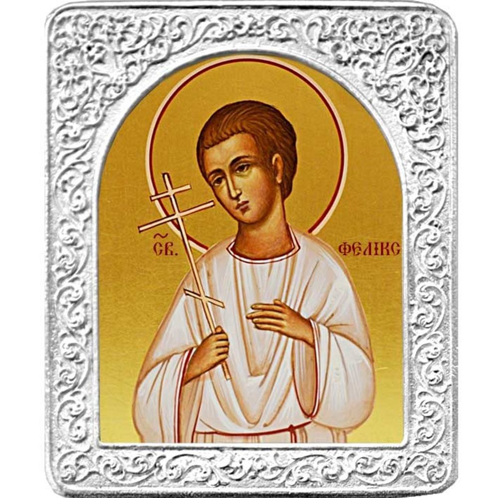 Святой Феликс. Маленькая икона в серебряной раме