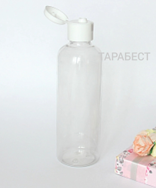 Флакон 250 мл пластик прозрачный с крышкой флип-топ