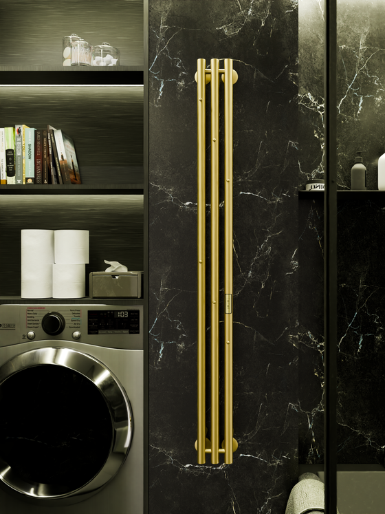 Marco 3-150 золотой матовый - вертикальный электрический полотенцесушитель Терум ®