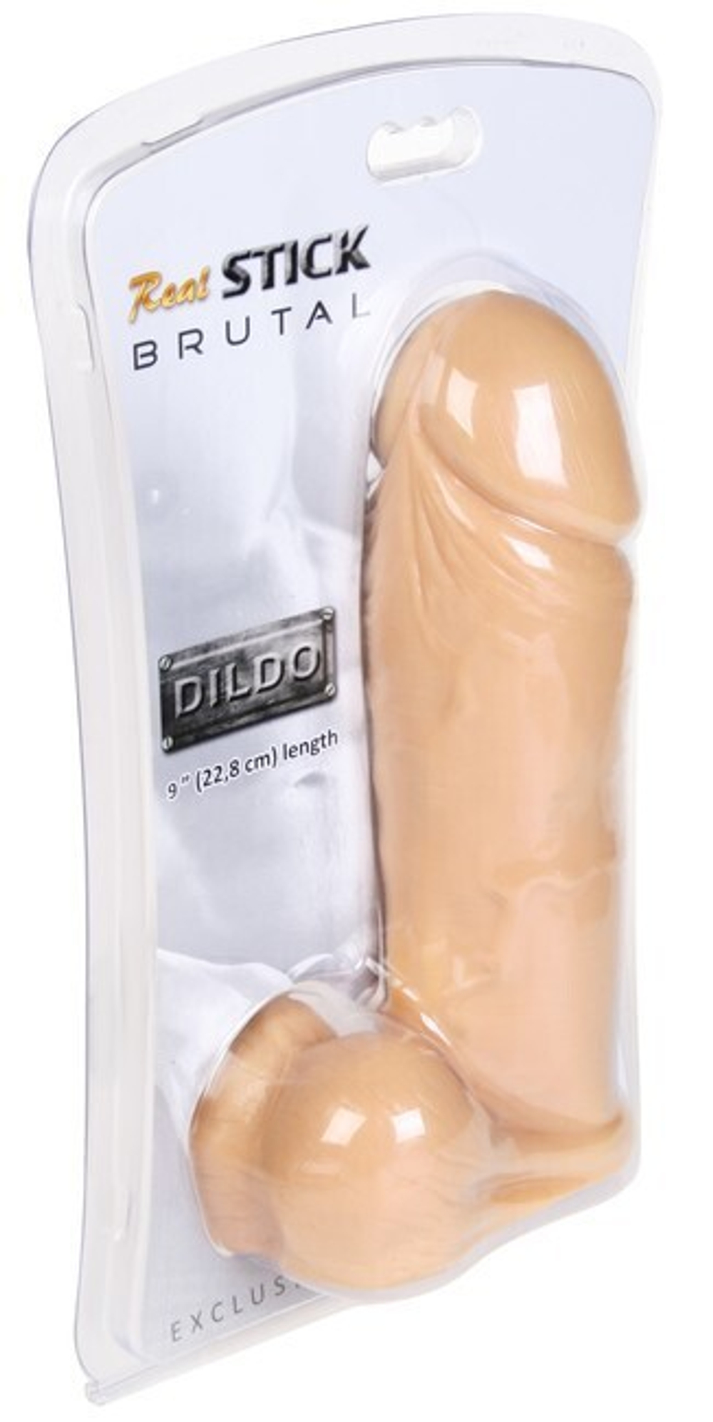 Большой телесный фаллос с мошонкой Real Stick 9'' (Цвет: телесный)