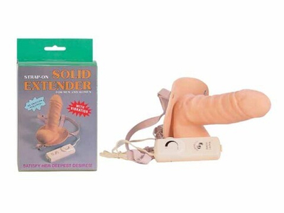 Вибро-страпон для пар Solid Extender ( 13 см , телесный ) (Цвет: телесный)