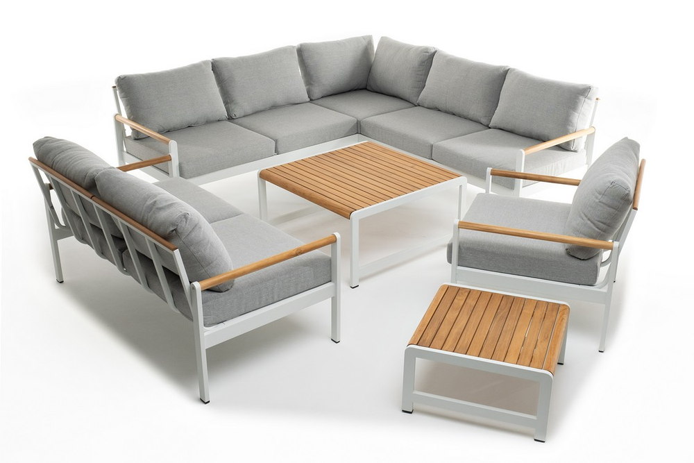 Лаунж зона из алюминия Joygarden МАЯ XL, White Matte (белый матовый), светло-серый