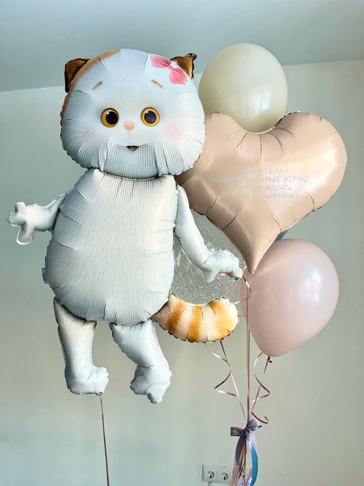 Воздушные гелиевые шарики с доставкой по Хабаровску Кошечка/Басик Ли-Ли №4499