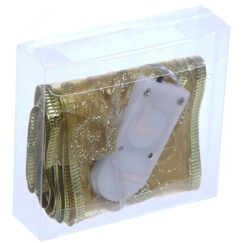 Гирлянда для дома ЛЕНТА ДЕКОРАТИВНАЯ «Морозные узоры» 2,0 м, 6 см (на батарейках), Золото (подсветка теплый белый)