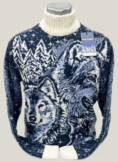 Pulltonic из шерсти и кашемира "Волк и волчица 2" Размеры (50-54)