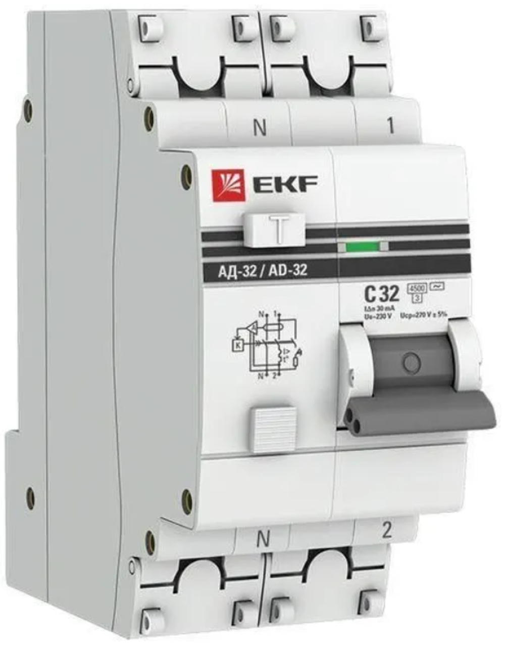 Выключатель автоматический дифференциального тока 2п (1P+N) C 32А 30мА тип AC 4.5кА АД-32