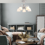 Потолочный светильник 5х60Вт E27, металл/стекло, античный белый/плафон белый матовый