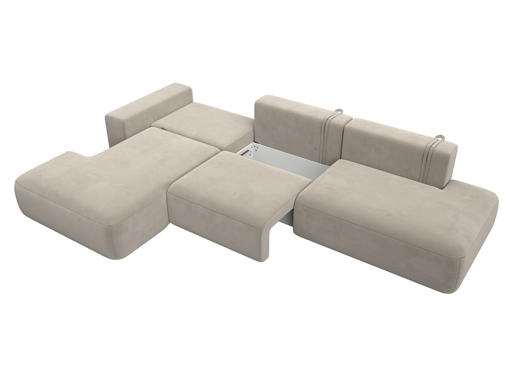 Диван угловой Лига-036 НПБ Модерн Лонг левый угол МИКРОВЕЛЬВЕТ Бежевый