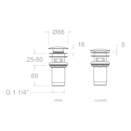 Клапан сливной 1219LCUC медь