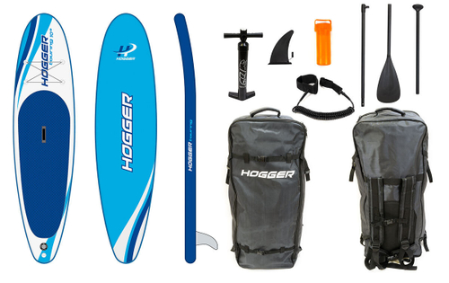 SUP доска HOGGER Touring 10.8" надувная прогулочная, drop-stich двухслойная технология,синий/белый