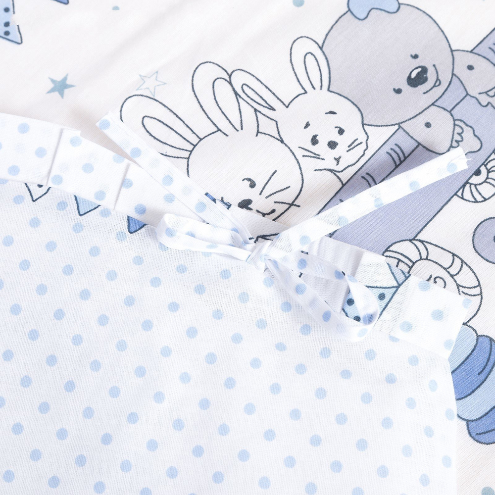 Комплект в кроватку 6-ти предметный "Мишки и Зайки", голубой