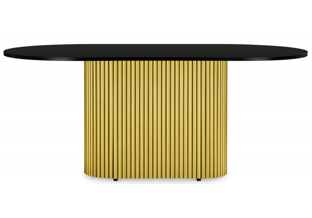 Стол деревянный Woodville Барон О 160 х 90 черная пленка шагрень, золотые ноги