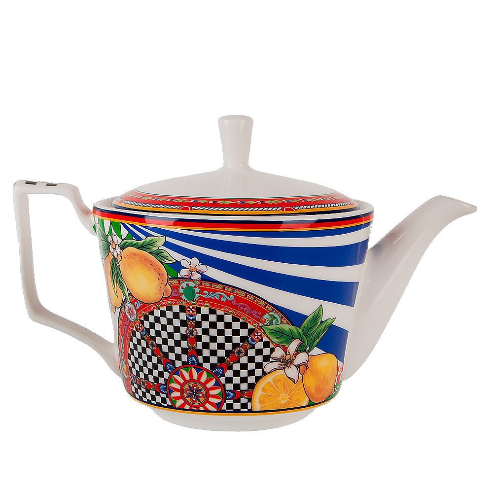 Чайник "Sicilia Limone" v=650мл (фарфор) (подарочная упаковка)