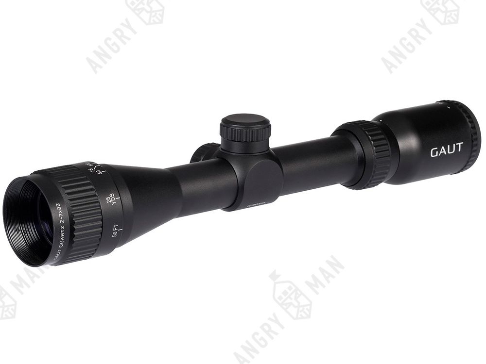 Прицел Quartz 2-7x32, AO, сетка 3 (Mil-Dot) нить, без подсветки, 25.4мм, 1/4 МОА, 421г, Gaut
