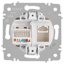 Розетка Intro Accent 6-303-01М информационная RJ45 IP20 СУ белый матовый | Intro
