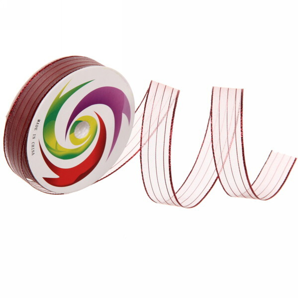 Лента для декорирования «Сияние» 1.5 см, 5 м, Красный (капрон)