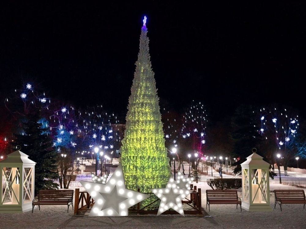 Уличная елка каркасная «Евро-2 белая» (белая пвх) 4 м