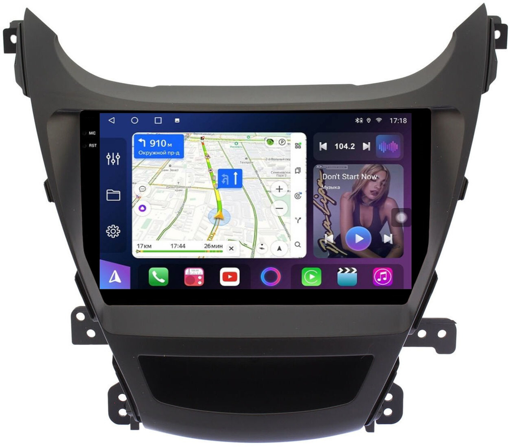 Магнитола для Hyundai Elantra 5 MD 2013-2015 (рестайлинг) - FarCar 3083M монитор 9.5" QLED на Android 14, TS18, CarPlay, 4G SIM-слот